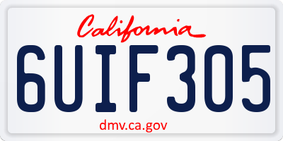 CA license plate 6UIF305