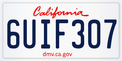 CA license plate 6UIF307