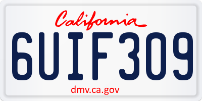CA license plate 6UIF309