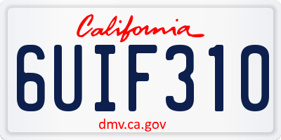 CA license plate 6UIF310