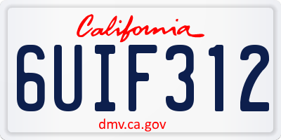 CA license plate 6UIF312