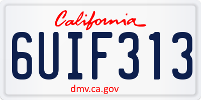 CA license plate 6UIF313