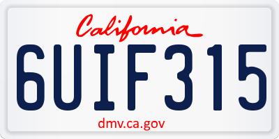 CA license plate 6UIF315