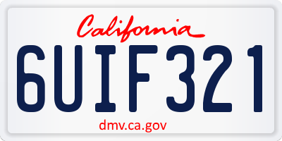 CA license plate 6UIF321
