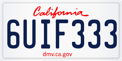 CA license plate 6UIF333