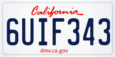 CA license plate 6UIF343