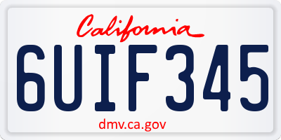 CA license plate 6UIF345