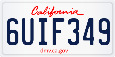 CA license plate 6UIF349
