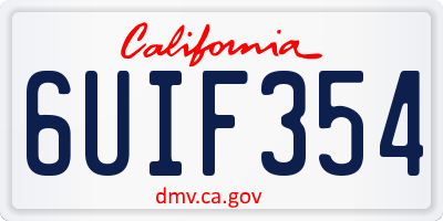 CA license plate 6UIF354