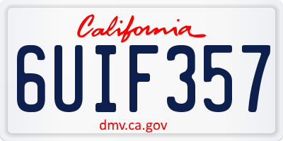 CA license plate 6UIF357