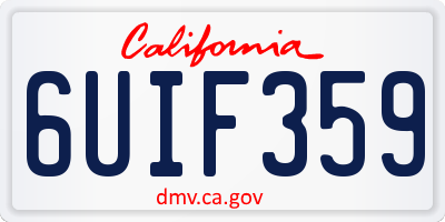 CA license plate 6UIF359