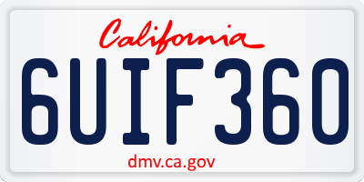 CA license plate 6UIF360