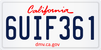 CA license plate 6UIF361