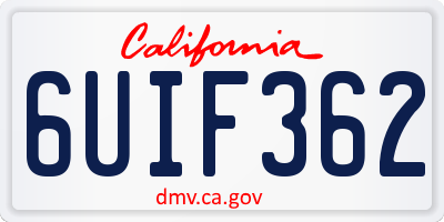 CA license plate 6UIF362