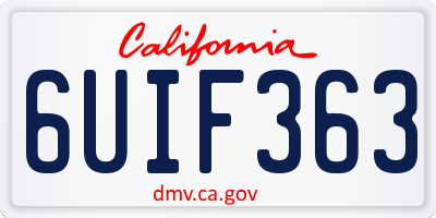CA license plate 6UIF363