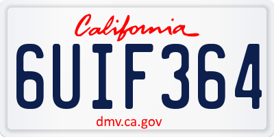 CA license plate 6UIF364