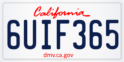 CA license plate 6UIF365