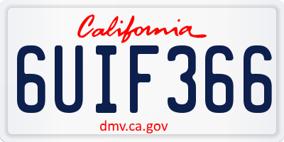 CA license plate 6UIF366