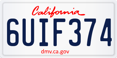 CA license plate 6UIF374