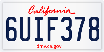 CA license plate 6UIF378