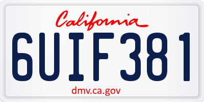 CA license plate 6UIF381