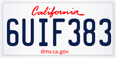CA license plate 6UIF383