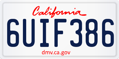 CA license plate 6UIF386