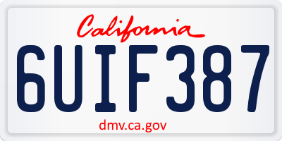 CA license plate 6UIF387