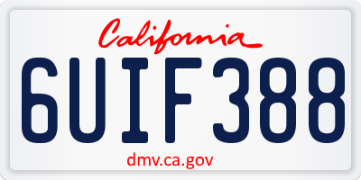 CA license plate 6UIF388