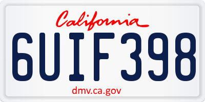 CA license plate 6UIF398