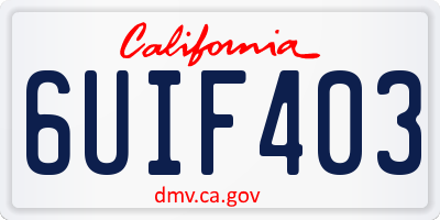 CA license plate 6UIF403