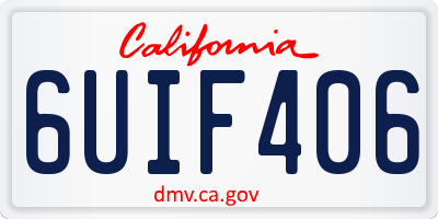 CA license plate 6UIF406