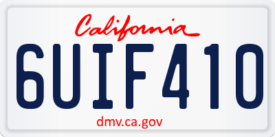 CA license plate 6UIF410