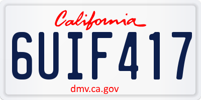 CA license plate 6UIF417