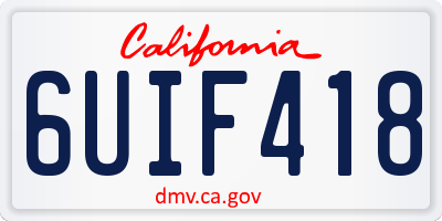 CA license plate 6UIF418