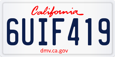 CA license plate 6UIF419