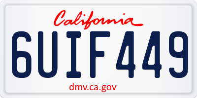 CA license plate 6UIF449
