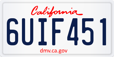 CA license plate 6UIF451
