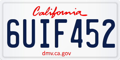 CA license plate 6UIF452