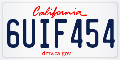 CA license plate 6UIF454