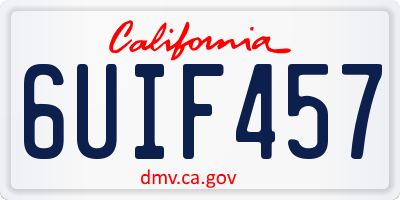 CA license plate 6UIF457