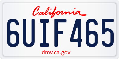 CA license plate 6UIF465