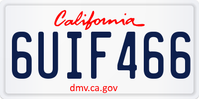 CA license plate 6UIF466