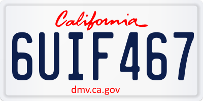 CA license plate 6UIF467
