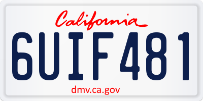CA license plate 6UIF481