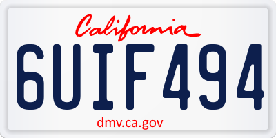 CA license plate 6UIF494
