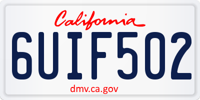 CA license plate 6UIF502