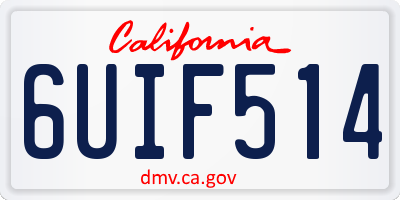CA license plate 6UIF514