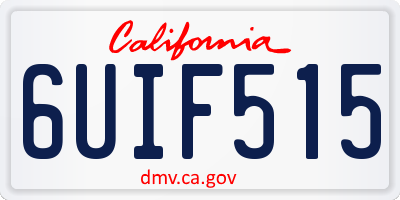 CA license plate 6UIF515