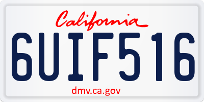 CA license plate 6UIF516